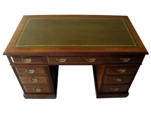A SUPERIOR QUALITY EDWARDIAN PEDESTAL WRITING DESK - ADDITIONAL PHOTO 5