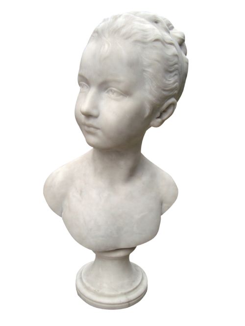 a very impressive white marble bust of a young girl - CATEGORY: ANTIQUE MISCELLANEOUS - DATED 19TH CENTURY