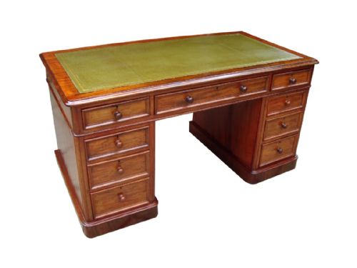 AN IMPRESSIVE LARGE VICTORIAN PEDESTAL WRITING DESK - ADDITIONAL PHOTO 1