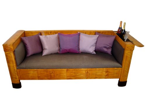 a rare art deco satin birch settee - CATEGORY: ANTIQUE SOFAS - DATED VICTORIAN