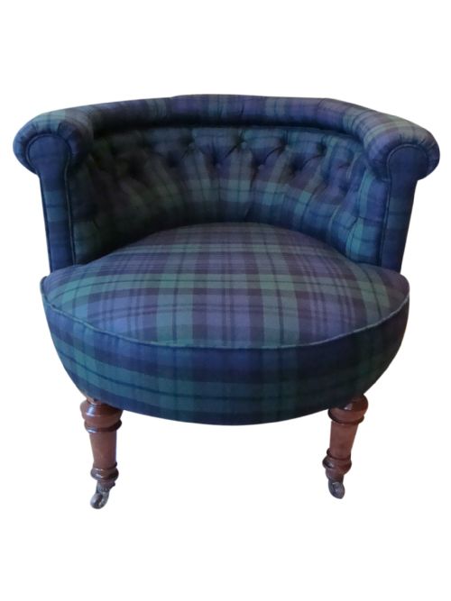 a delightful victorian tubnursery chair with new upholstery - CATEGORY: ANTIQUE CHAIRS - DATED VICTORIAN