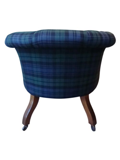 A DELIGHTFUL VICTORIAN TUBNURSERY CHAIR WITH NEW UPHOLSTERY - ADDITIONAL PHOTO 3