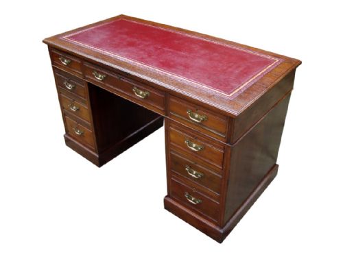 a superior quality edwardian pedestal writing desk - CATEGORY: ANTIQUE DESKS - DATED EDWARDIAN