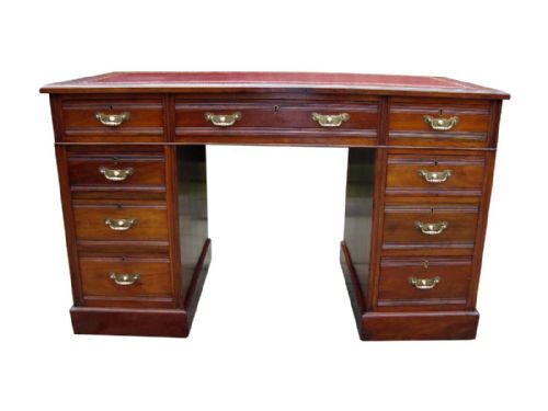 A SUPERIOR QUALITY EDWARDIAN PEDESTAL WRITING DESK - ADDITIONAL PHOTO 1