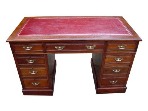 A SUPERIOR QUALITY EDWARDIAN PEDESTAL WRITING DESK - ADDITIONAL PHOTO 3