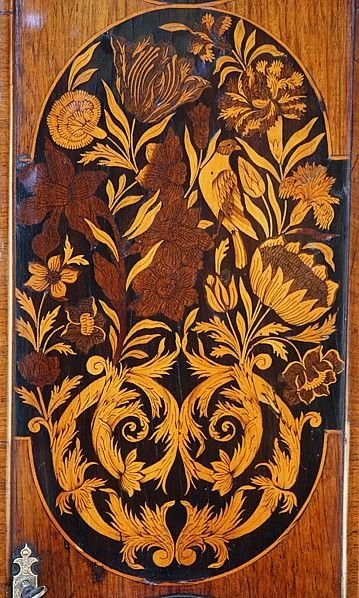 fig 2. Antique Clock - Marquetry grandfather clock by Thomas Bridge of London