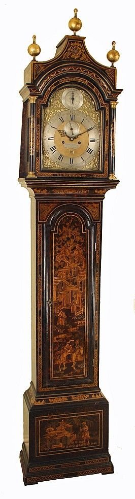 Antique Lacquered Grandfather Clock by Richard Roughsedge of Twickenham
