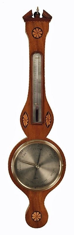Antique Mahogany Wheel Barometer by Brambana & Co
