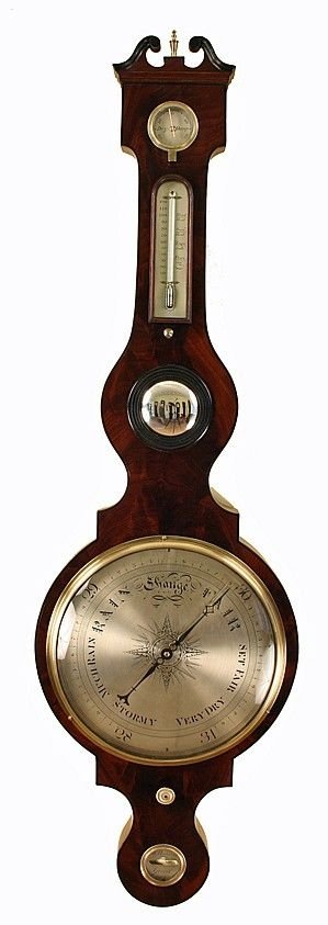 Large Antique Mahogany Wheel Barometer by W. Hancock of Yeovil