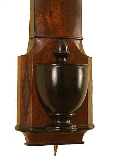fig 1. Antique Bow Fronted Stick Barometer by Watkins & Hill of 5 Charring Cross, London