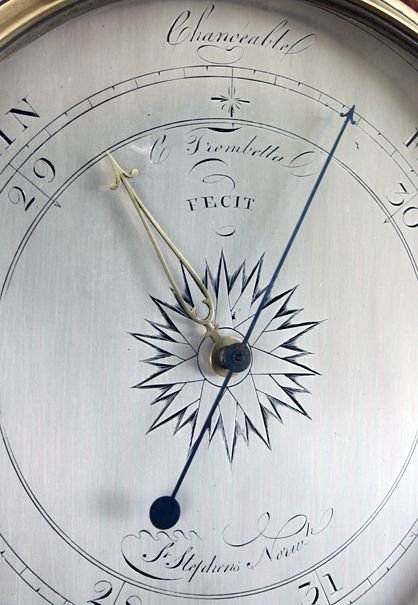 fig 1. Rare Wheel Barometer by Trombetta of Norwich