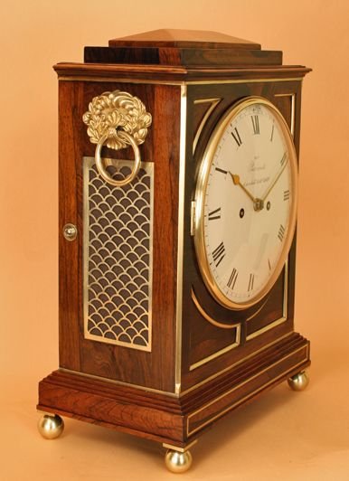 fig 1. Rosewood Bracket Clock by Barrauds, No: 1057