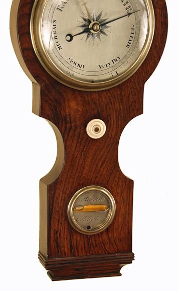 fig 1. Rosewood Wheel Barometer By Huggins of Colchester.