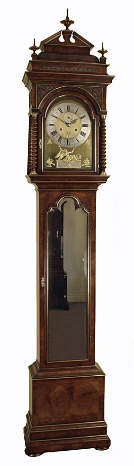 Month Duration Walnut Longcase Clock by Cabrier of London