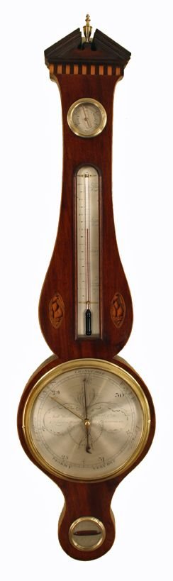 Rare Mahogany Wheel Barometer by Woller