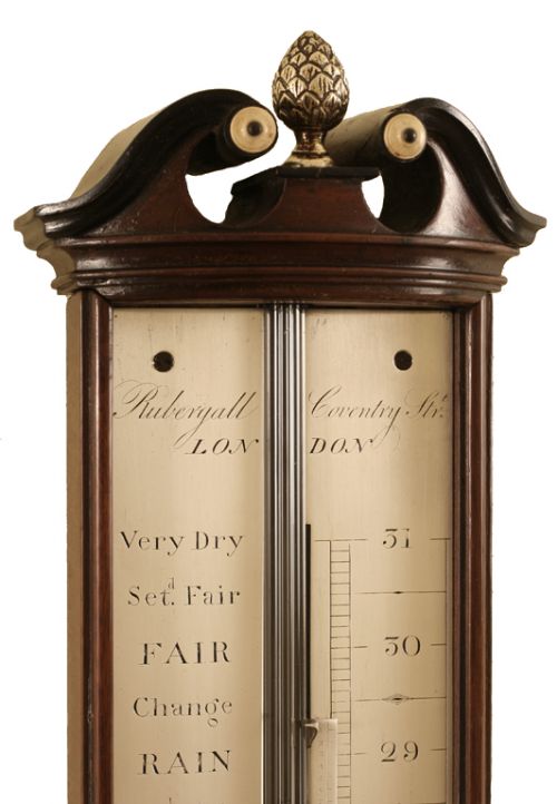 fig 2. Bow Fronted Stick Barometer by Rubergall of London