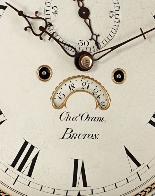 fig 2. Oak longcase clock by Oram of Bruton