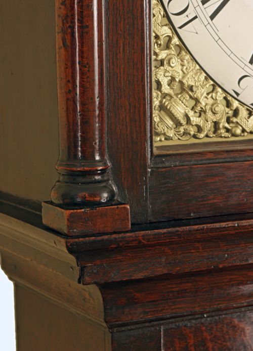 fig 1. Small oak longcase clock by Phippard of Poole