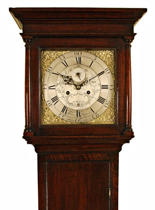 fig 2. Small oak longcase clock by Phippard of Poole