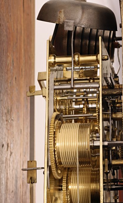 fig 1. Rare Antique Longcase Clock with Moonphase & Quarter striking movement by Barber of Stratford, London