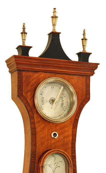 fig 1. Rare satinwood wheel barometer by Lione Somalvico & Co of London