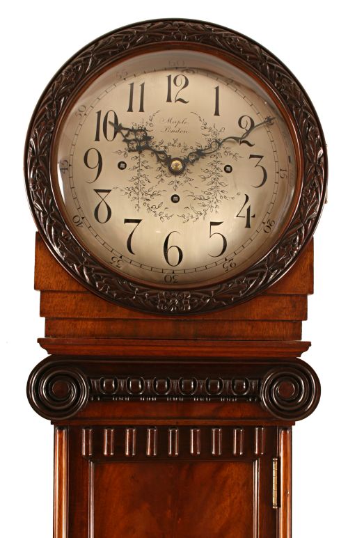 fig 1. Unusual Westminster Chime Grandfather Clock by Maple & Co, London