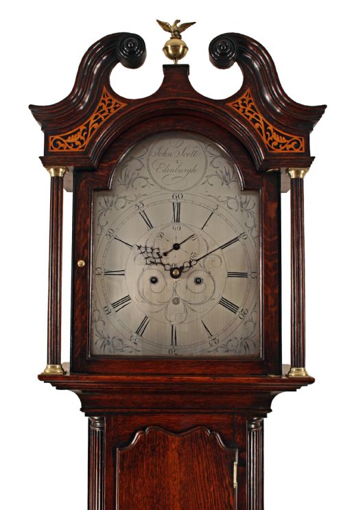 fig 1. Oak longcase clock by Scott of Edinburgh