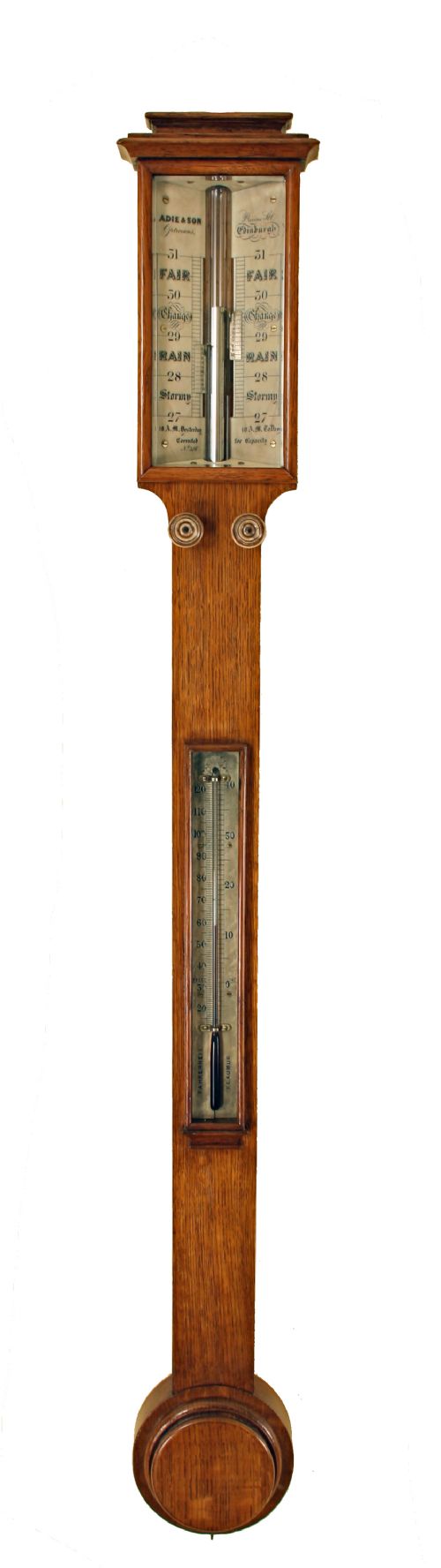 Rare Oak Stick Barometer by Adie & Sons of Edinburgh