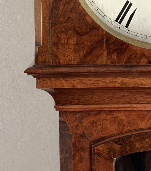 fig 1. Rare burr walnut Regulator longcase clock by Brysons of Edinburgh