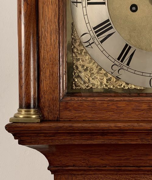 fig 1. Oak longcase clock by Buffett of Colchester