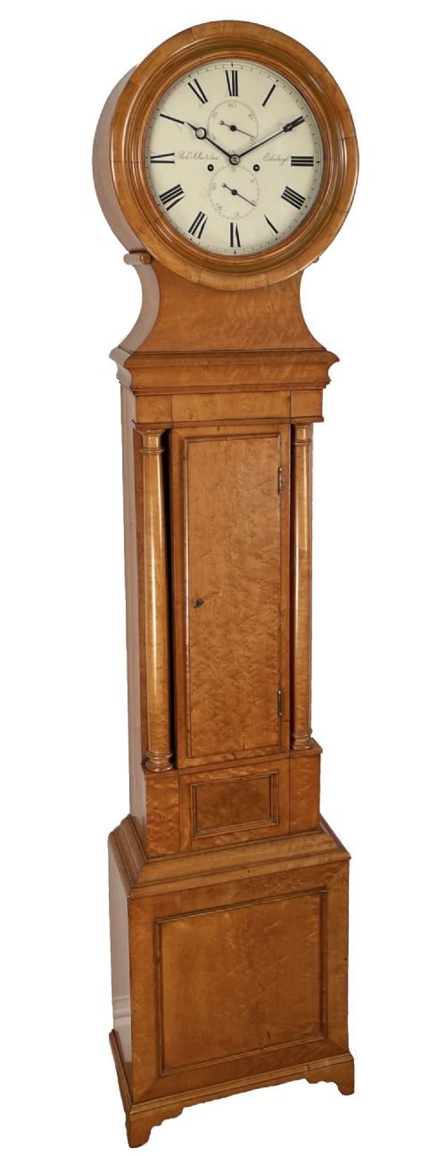 Rare Birds Eye Maple Scottish Longcase Clock.