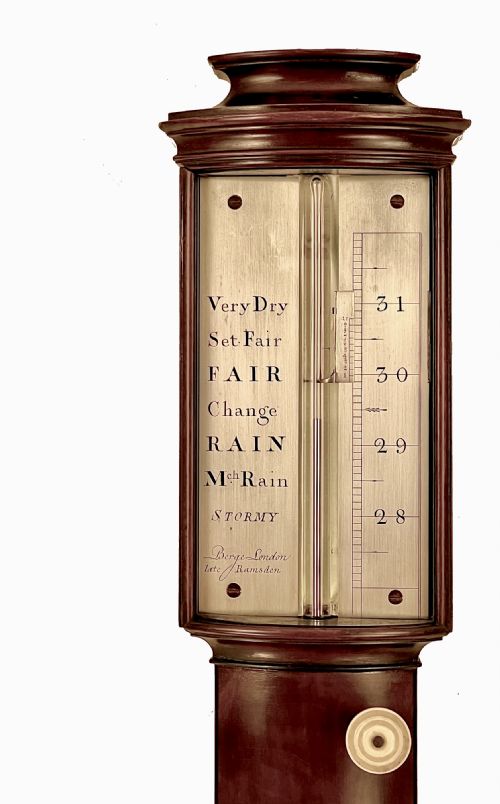 fig 1. Bow fronted stick barometer by Berge of London