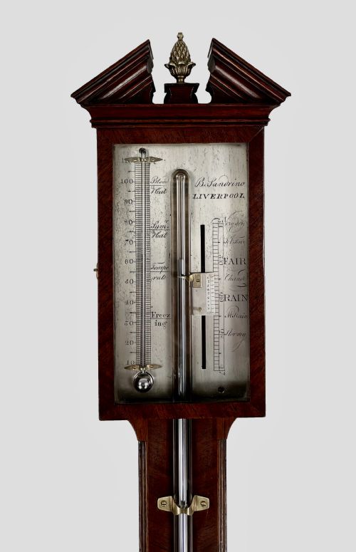 MAHOGANY STICK BAROMETER BY SANDRINO OF LIVERPOOL - ADDITIONAL PHOTO 4