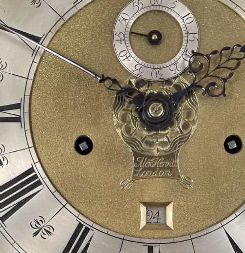 fig 3. Rare Burr walnut longcase clock with Tompion influence.