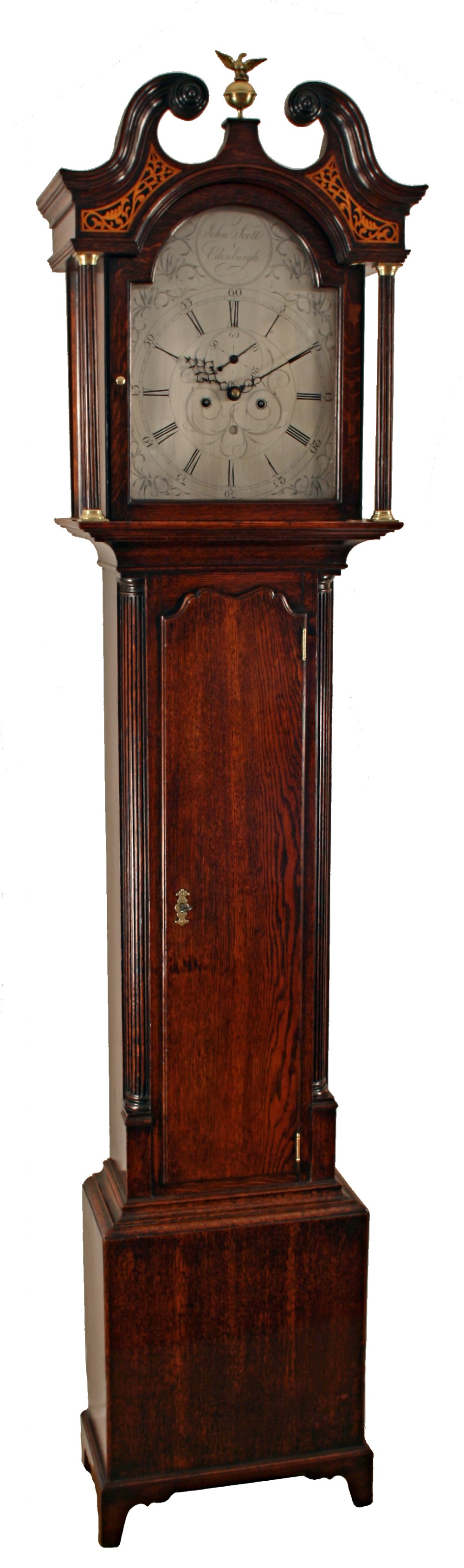 Oak longcase clock by Scott of Edinburgh