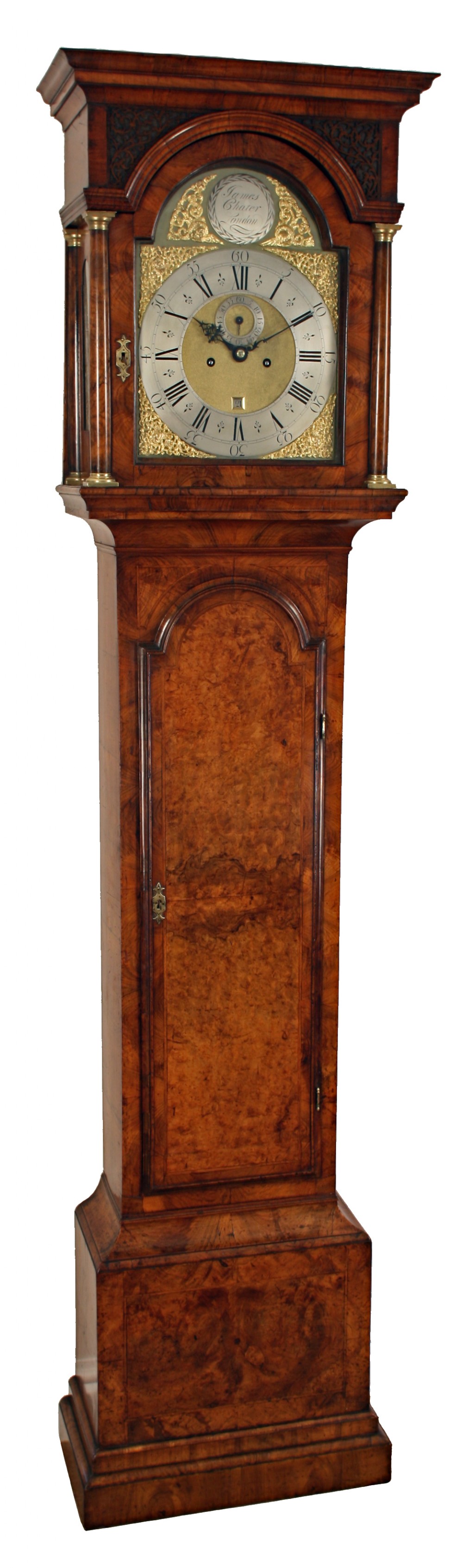 Walnut longcase clock by Chater of London