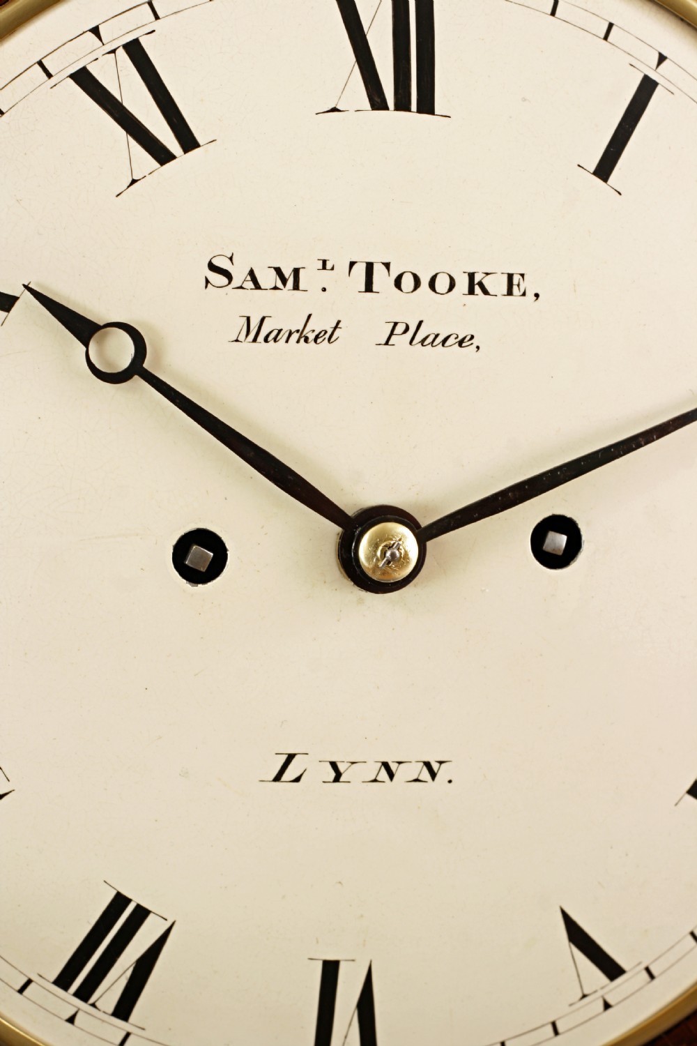 Mahogany chamfer top bracket clock by Tooke of Lynn View VIII