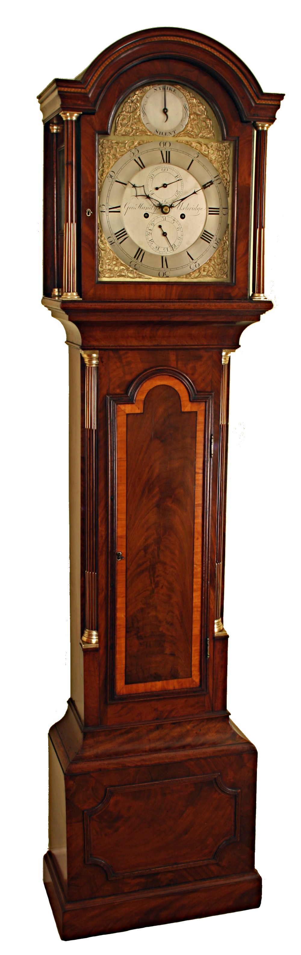Small mahogany longcase clock by Handy of Uxbridge