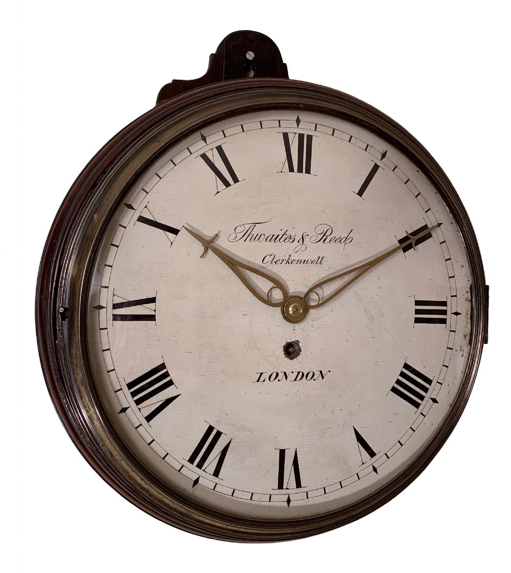 Rare Wooden Dial Wall Clock by Thwaites & Reed of Clerkenwell, London