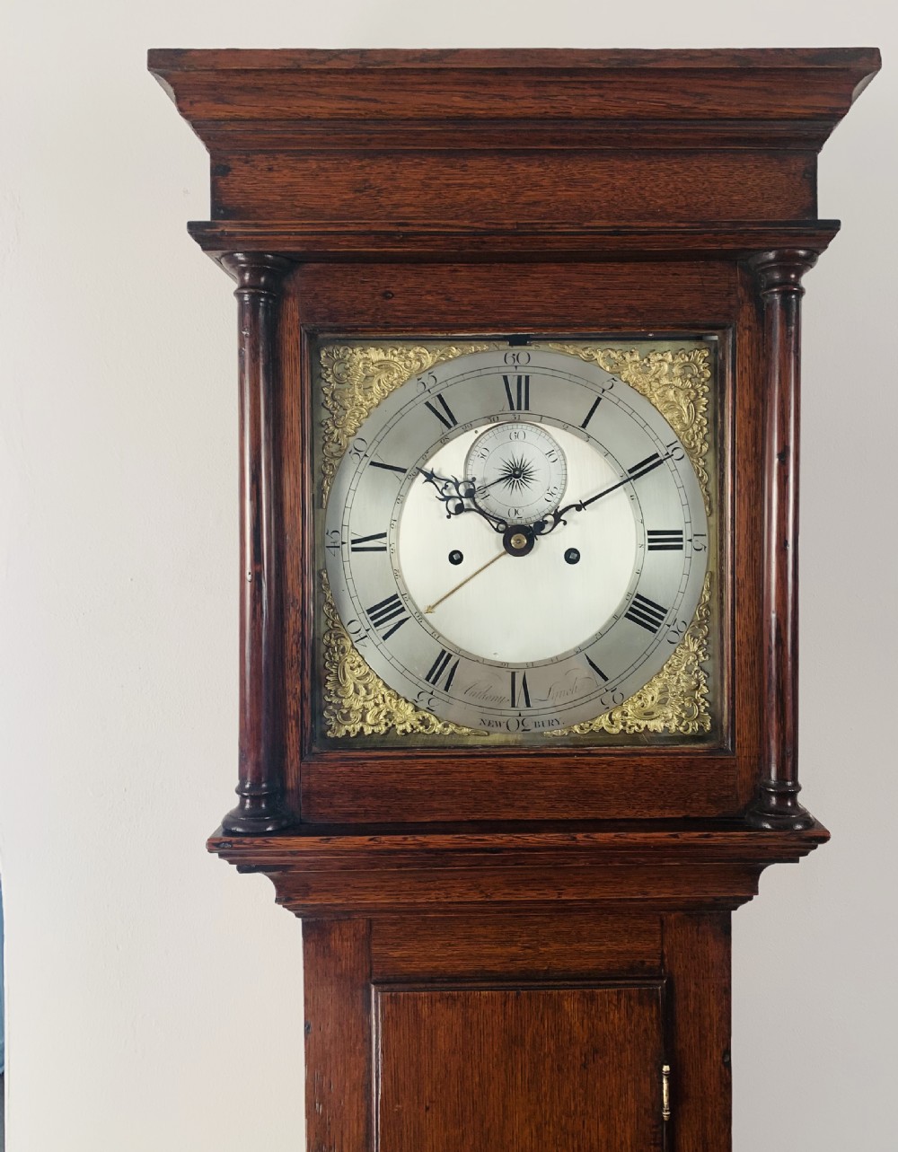 Oak longcase clock by Lynch of Newbury View VIII