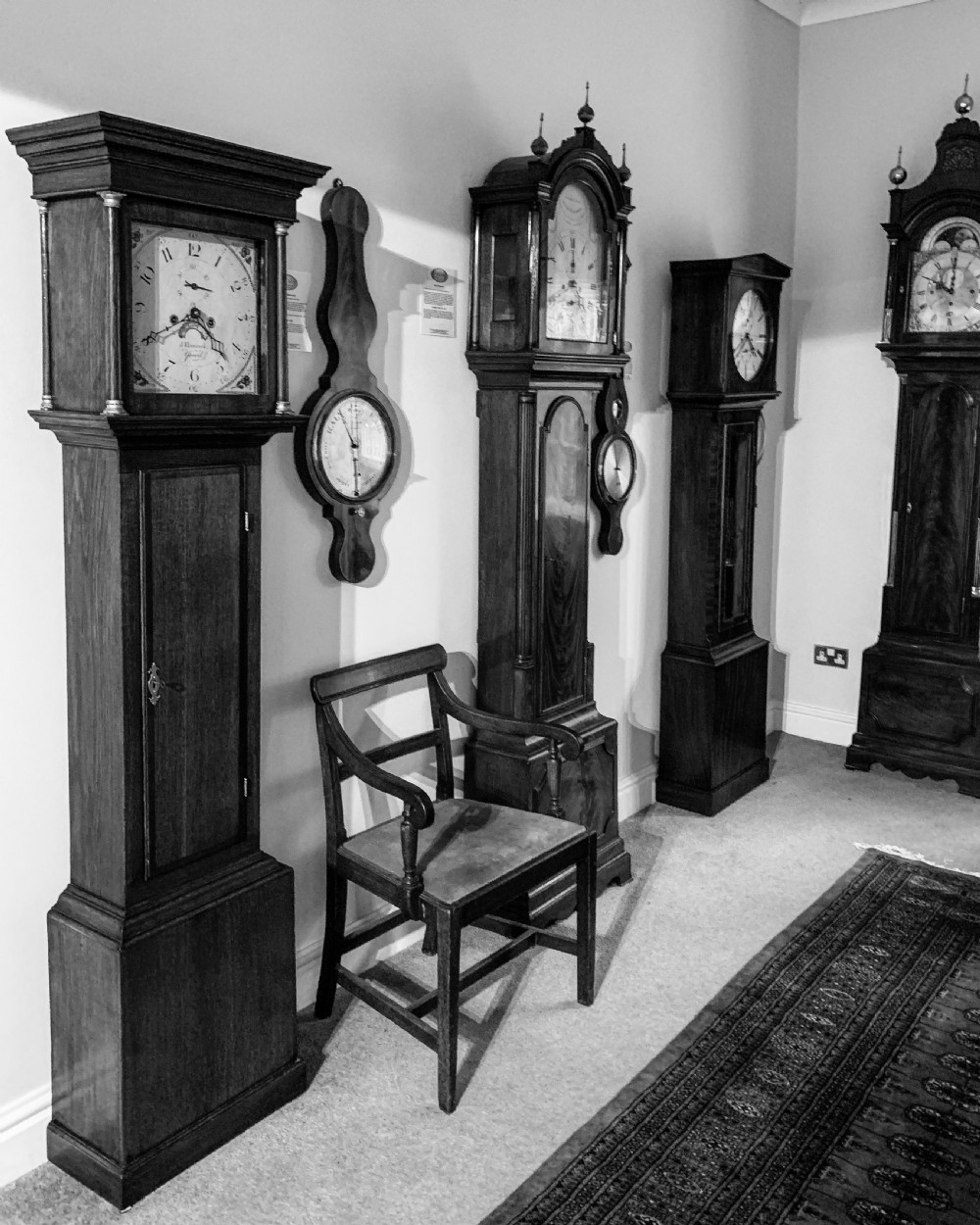 Small oak longcase clock by Hancock of Yeovil View VI