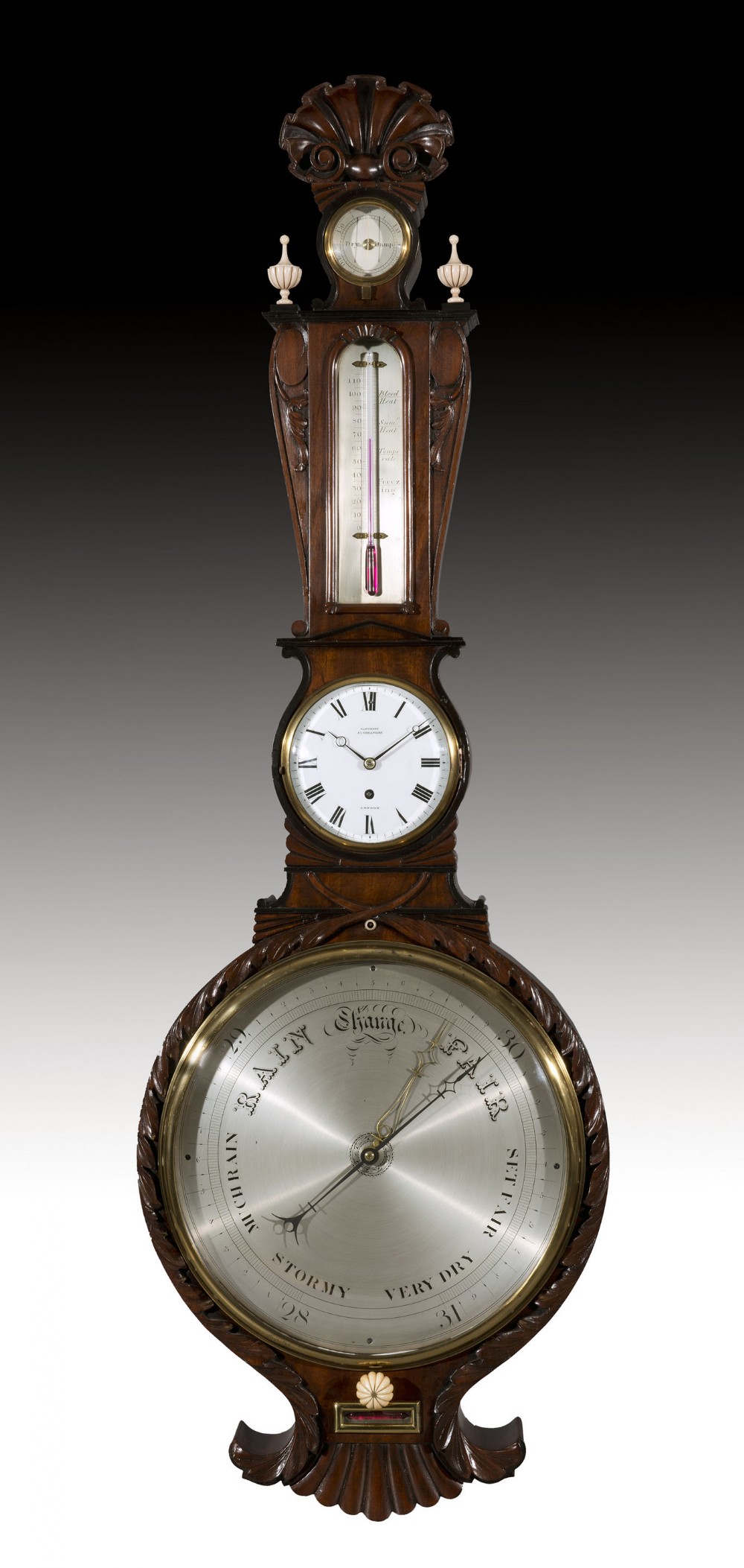 Rare Georgian Clock/Barometer by Ganthony of London