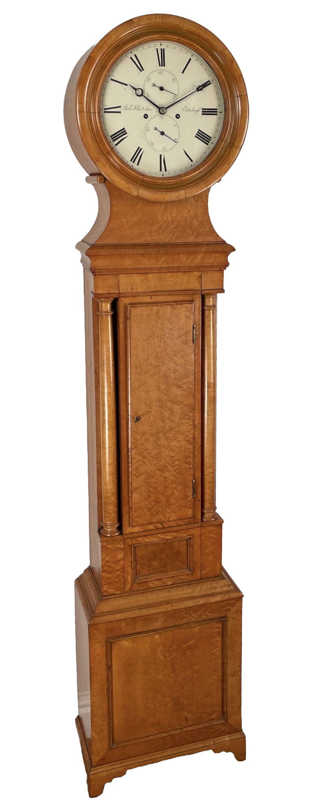 Rare birds eye maple Scottish longcase clock. 