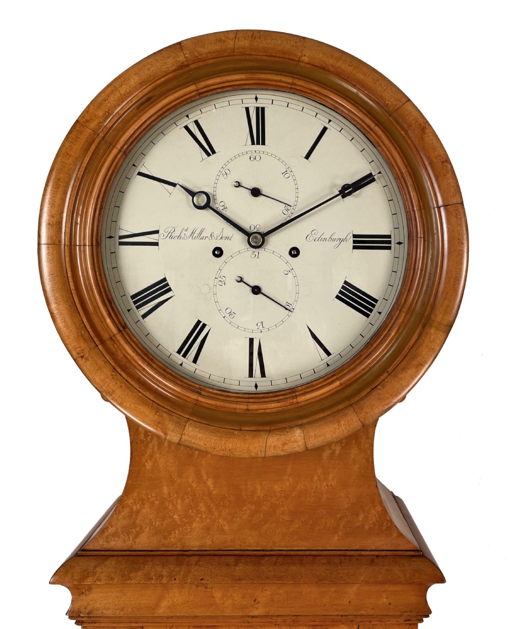 Rare birds eye maple Scottish longcase clock.  View IV