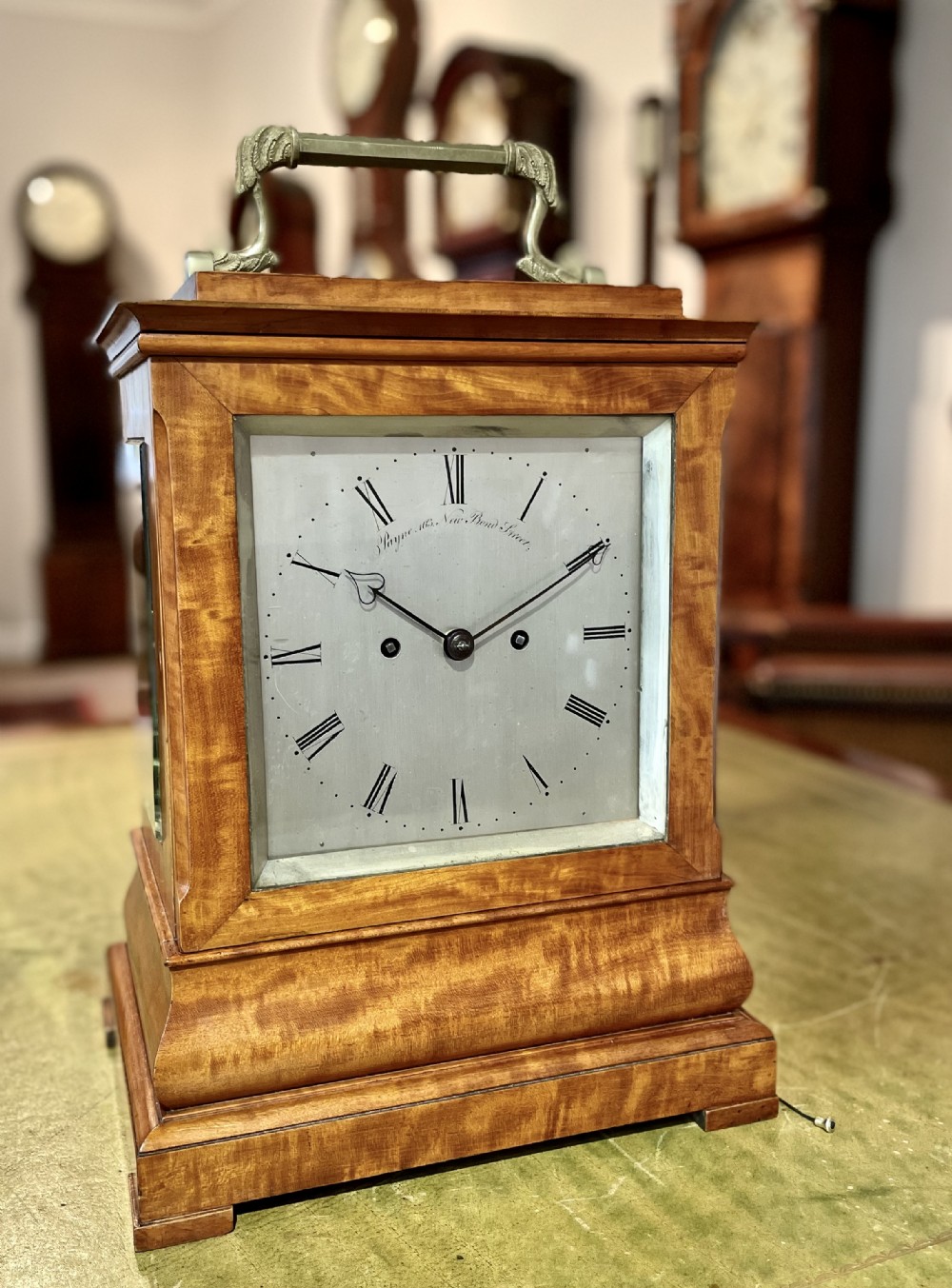 Large Satinwood bracket clock by Payne of London