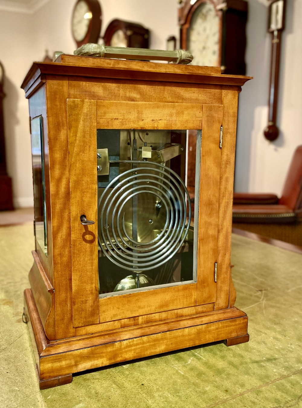 Large Satinwood bracket clock by Payne of London View V