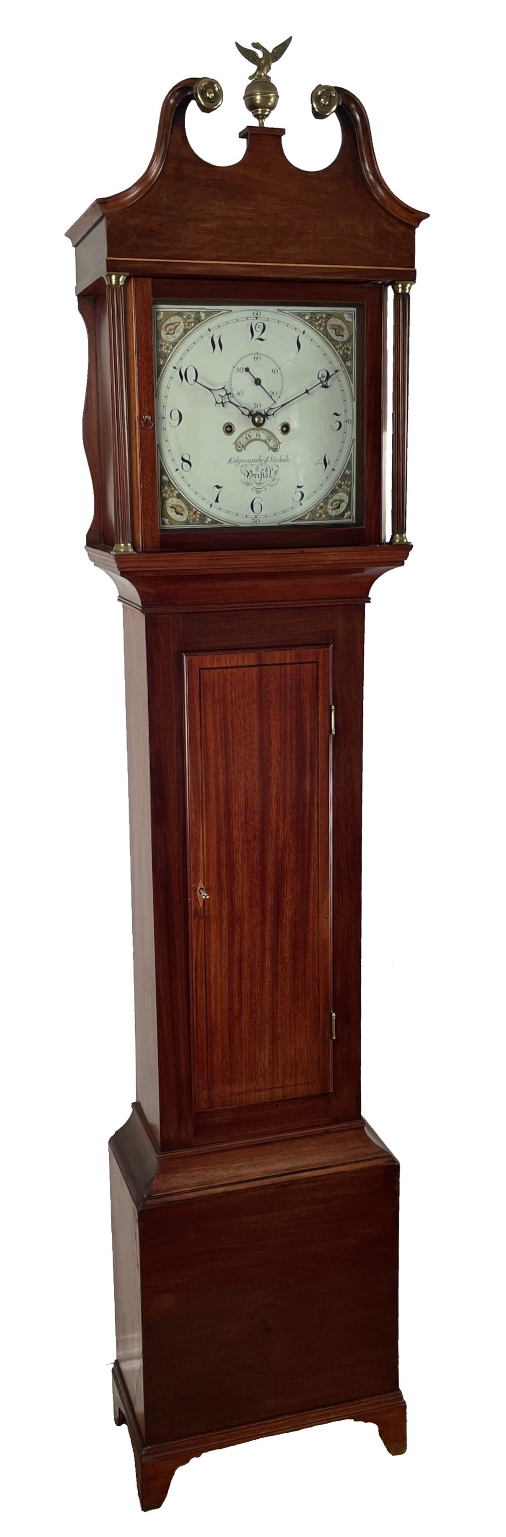 Mahogany longcase clock by Edgecumbe & Nichols of Bristol