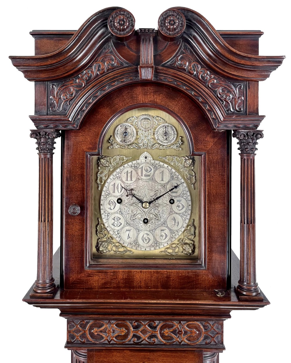 Rare Grandmother clock by Hunt & Roskell of London View III