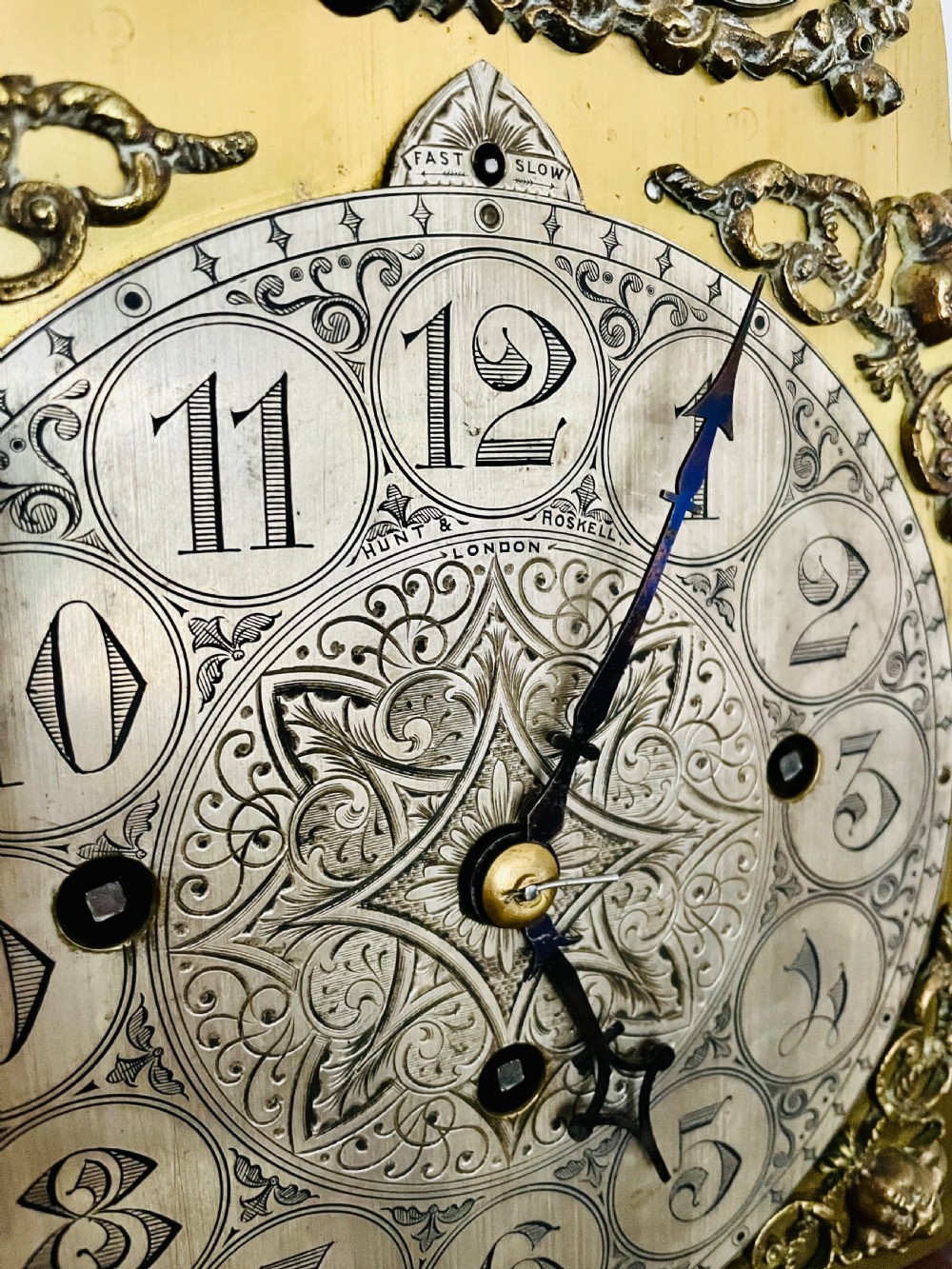 Rare Grandmother clock by Hunt & Roskell of London View IV