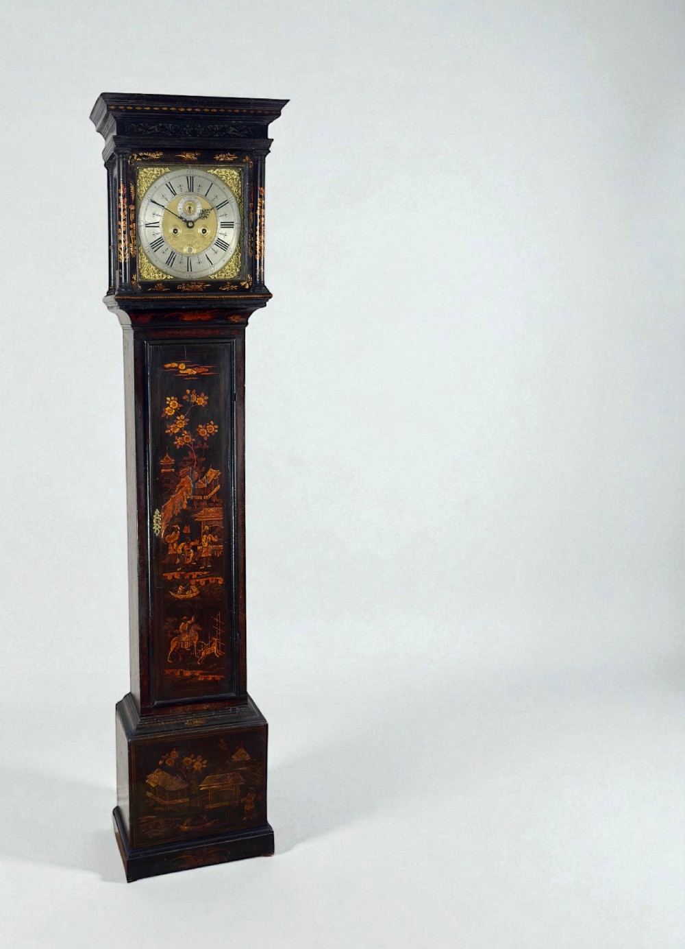 An excellent Chinoiserie longcase clock by Wise of Reading. 